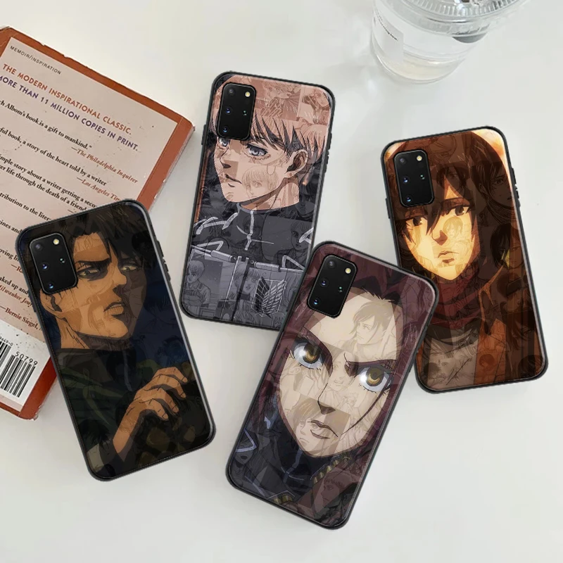 

Soft Phone Case For Samsung Galaxy S8 S9 S10 Plus S20 S20 FE Lite Ultra Anime Japanese Attack On Titan Coque Black Cover