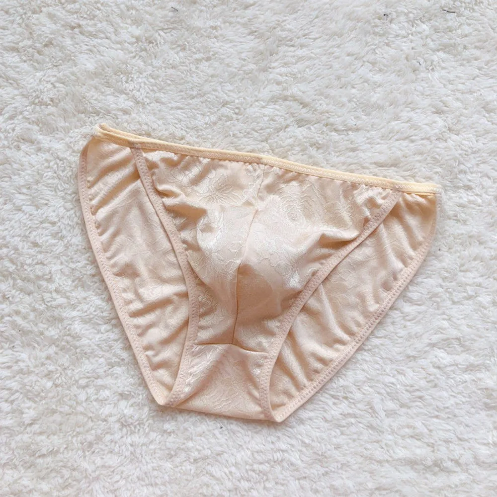 

Sexy Mens Sissy Ice Silk Briefs Low Rise Underwear Gay Bulge Pouch Underpants Male Comfortable Lingerie Seamless Printed Panties
