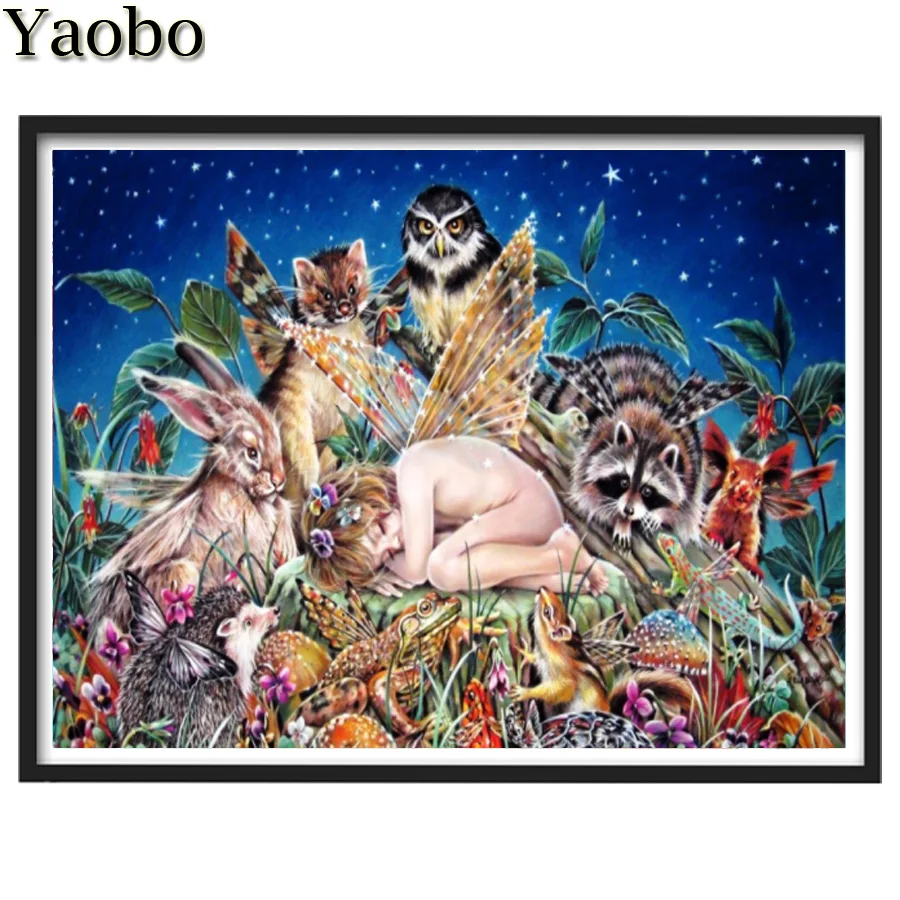 

Алмазная мозаика 5D «сделай сам», картина из страз, настенное искусство, рисунок сказочных детских животных, полный квадратный, Круглый, стра...