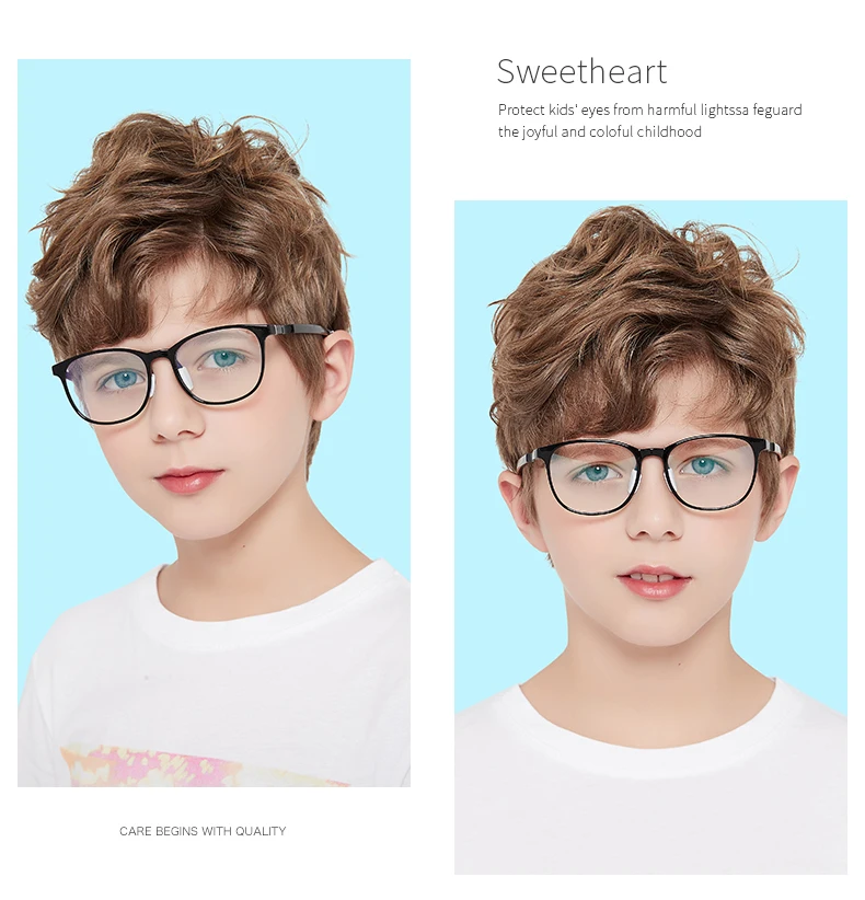 

New fashion children's anti-blue light glasses, boys and girls flat mirrors come with non-slip feet
