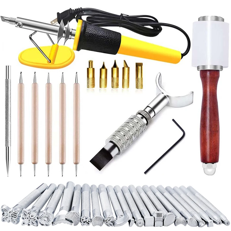 Imzay 29 шт. набор для резьбы по коже инструменты штампов с кожаным зажигательным