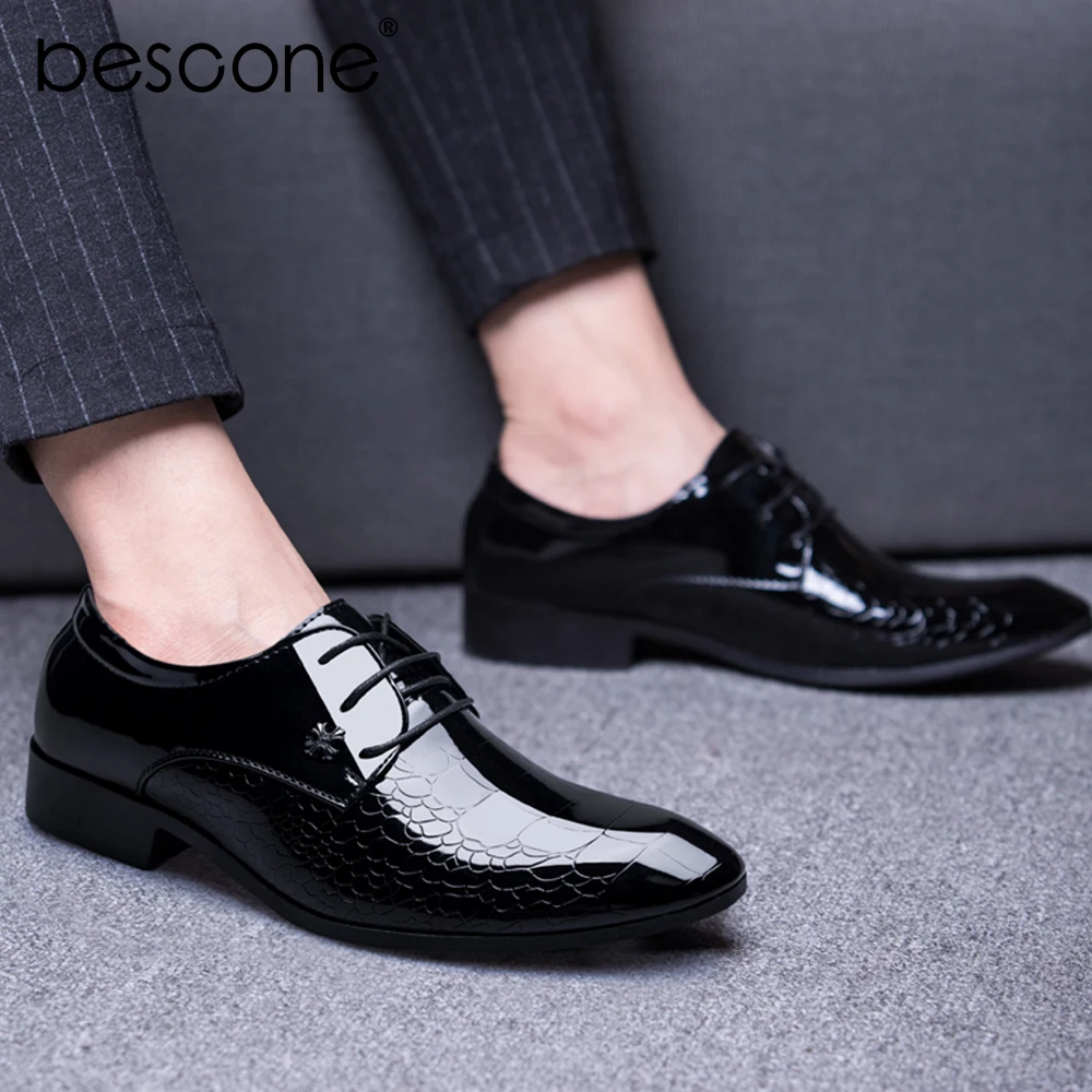 BESCONE/деловая Мужская официальная обувь высококачественные офисные туфли-Дерби с