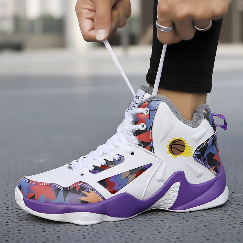 Winter Men Basketball Shoes Breathable Sneakers Anti-skid High-top Unisex Women‘s Warm Plush Sneaker Jordan | Спорт и развлечения