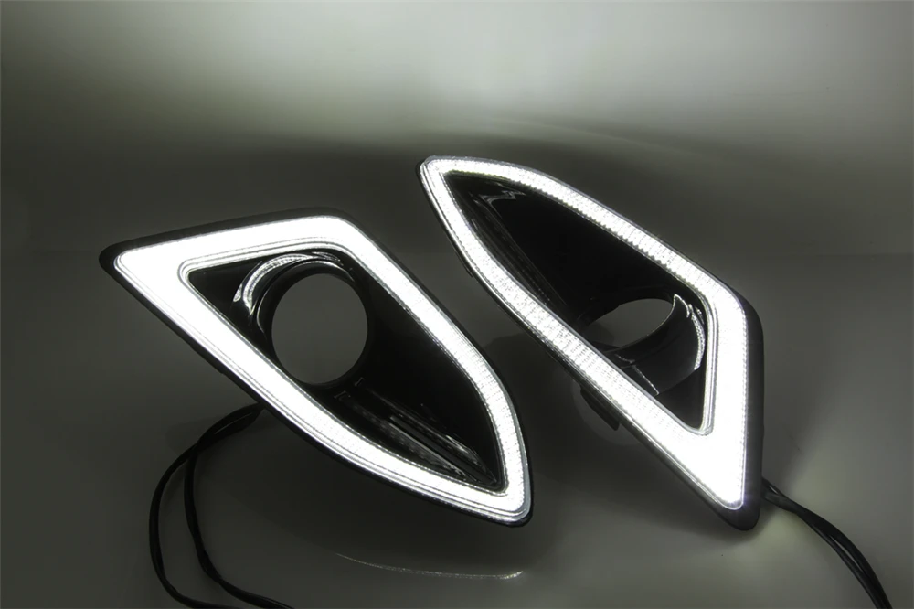 Car flashing 2Pcs LED DRL For Ford Edge 2015 2016 2017 2018 Daytime Running Light with Yellow siganl Fog Lamp cover | Автомобили и