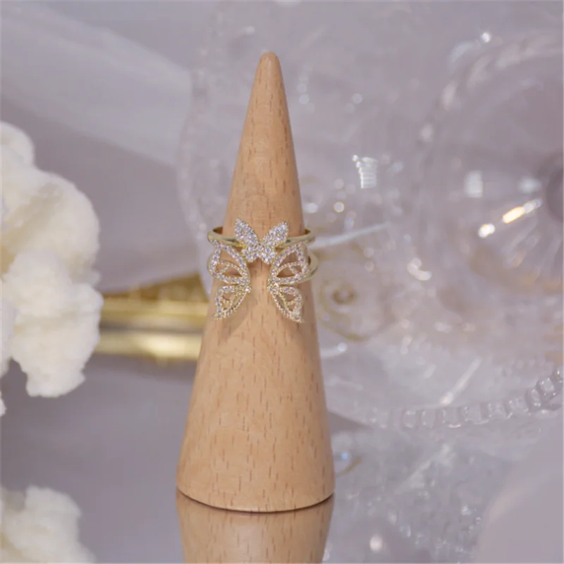 

Simple Fashion Exquisite Sparkling Butterfly Wings Open Ring Women's Holiday Gift Jewelry Wholesale