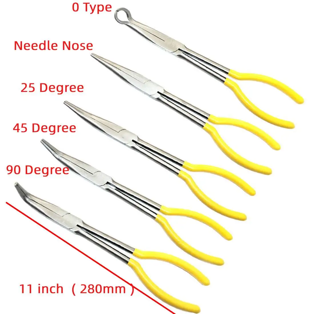 

Multi-functional Long Nose Pliers Set 11 Inch Extra Long Nose Pliers Straight Bent Tip Mechanic Equipment Hand Tools 4pcs/ 1pc