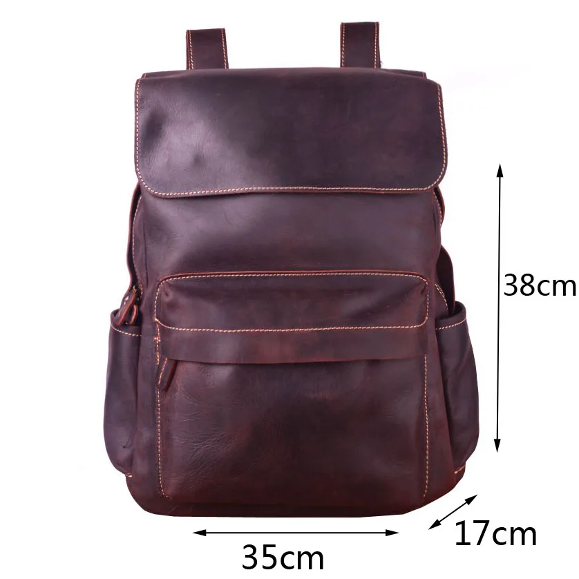 

AETOO intage Mad Horse Leather Men's Backpack, Vintage Casual Head Leather Bi-shoulder Bag, Woman Leather Travel Computer Bag