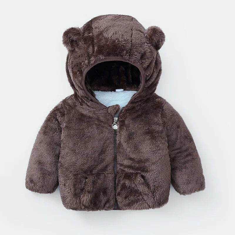 

Kids Jackets For Girls Autumn Winter Coat Infant Plush Hooded Cotton Jacket Children Plus Thick Velvet Warm Jacket
