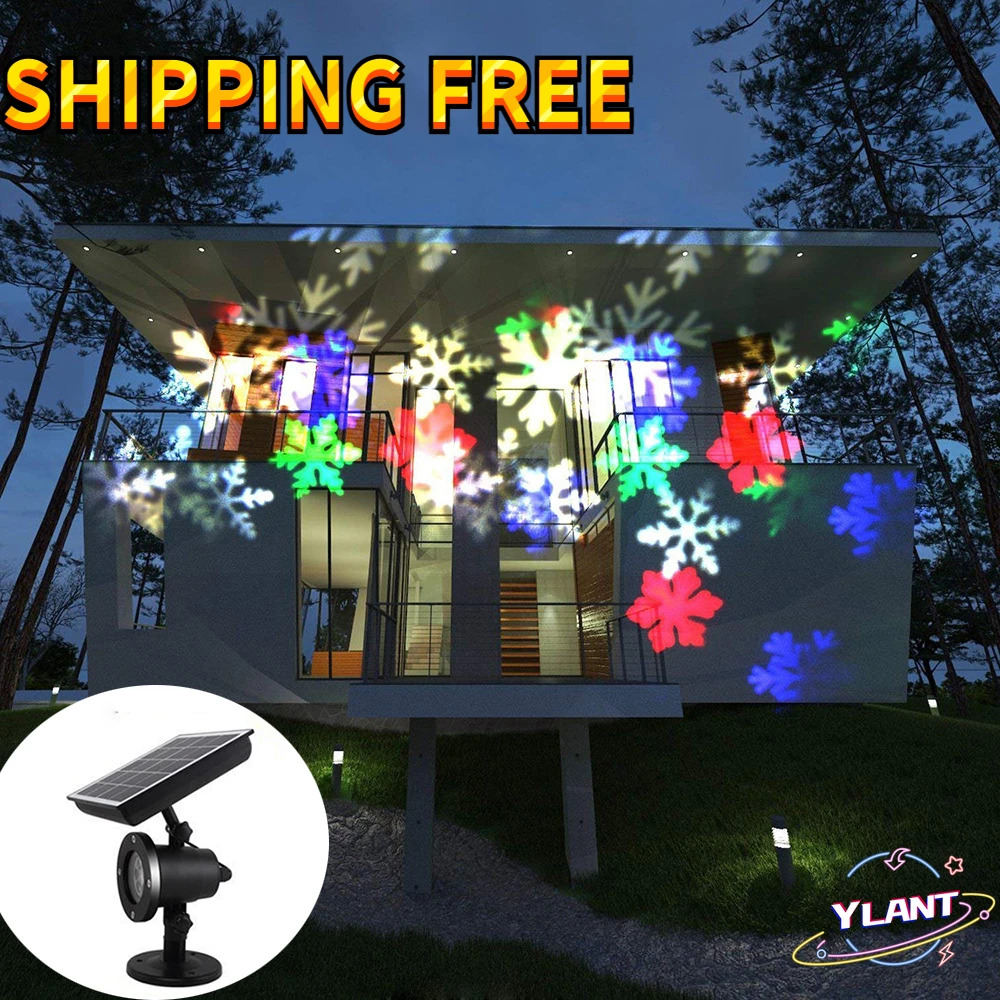 

Solar Christmas Snowflake Laser disco Light IP65 Outdoor Moving Snowfall Laser Projector Lamp For New Year Party Wedding decor