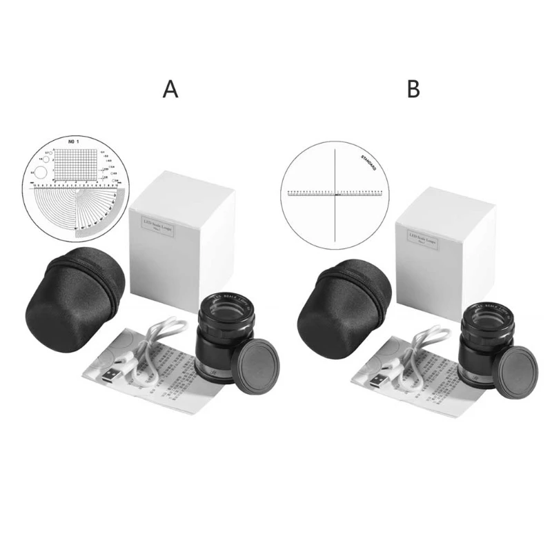 

X7XD USB Recharging Loupe Magnifier 10X Durable Measuring Scale Magnifying Tool Professional Magnifying Glass