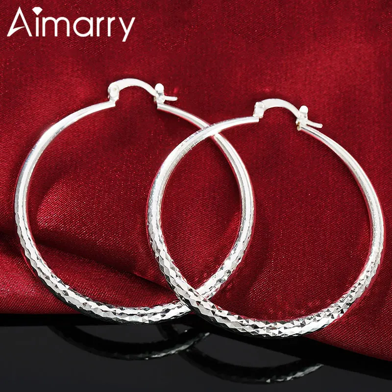 

Aimarry 925 Sterling Silver Fashion Jewelry 51MM Big Circle Hoop Earrings For Women Charm Wedding Christmas Gifts