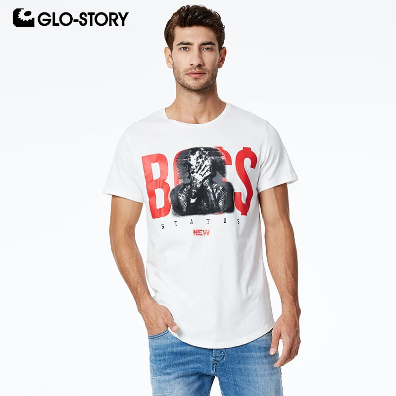 GLO-STORY 2020 Новая мода мужские 100% хлопок летние повседневные футболки с коротким