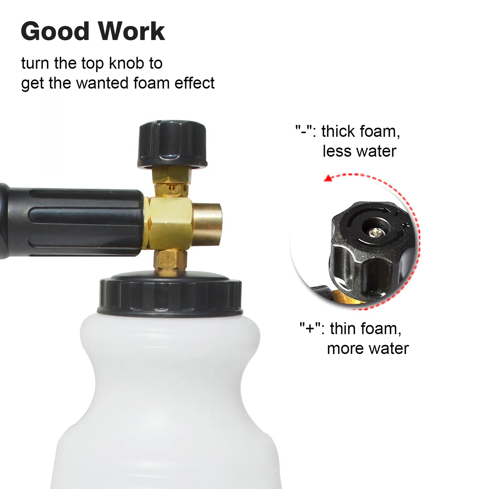 

Adjustable Foam Cannon 1 L Bottle Snow Foam Lance with 1/4-inch Connector for Pressure Washer 4000PSI to Wash Car Window Door