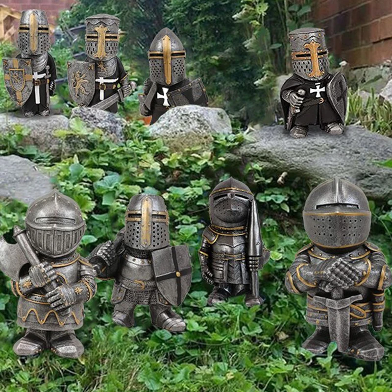 

Knight Gnomes Ornament Statue Outdoor Yard Decoration Garden Goblin Soldier Knight Guard Figurine Armor Miniature Sculpture Deco
