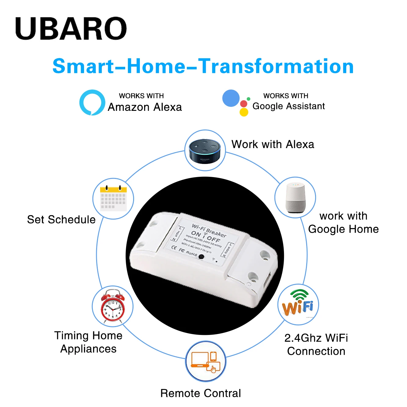UBARO приложение Tuya Wi-Fi Smart Life Беспроводной дистанционного сенсорный выключатель