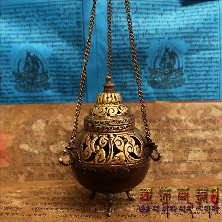 Непальская подвесная курильница из чистой меди/коробка для благовоний скрытая