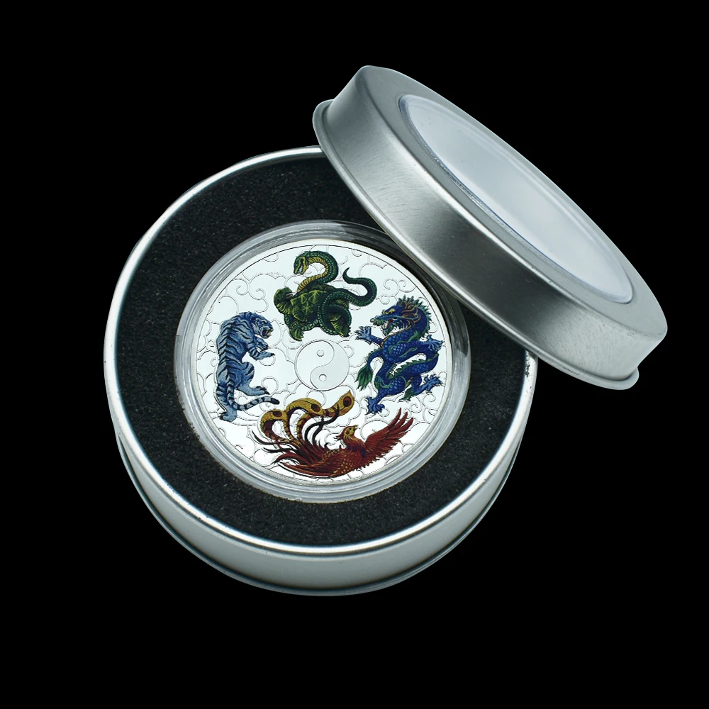 

China's Four Great Beasts Commemorative Coins Travel Iron Art Metal Crafts Gifts Birthday Gift