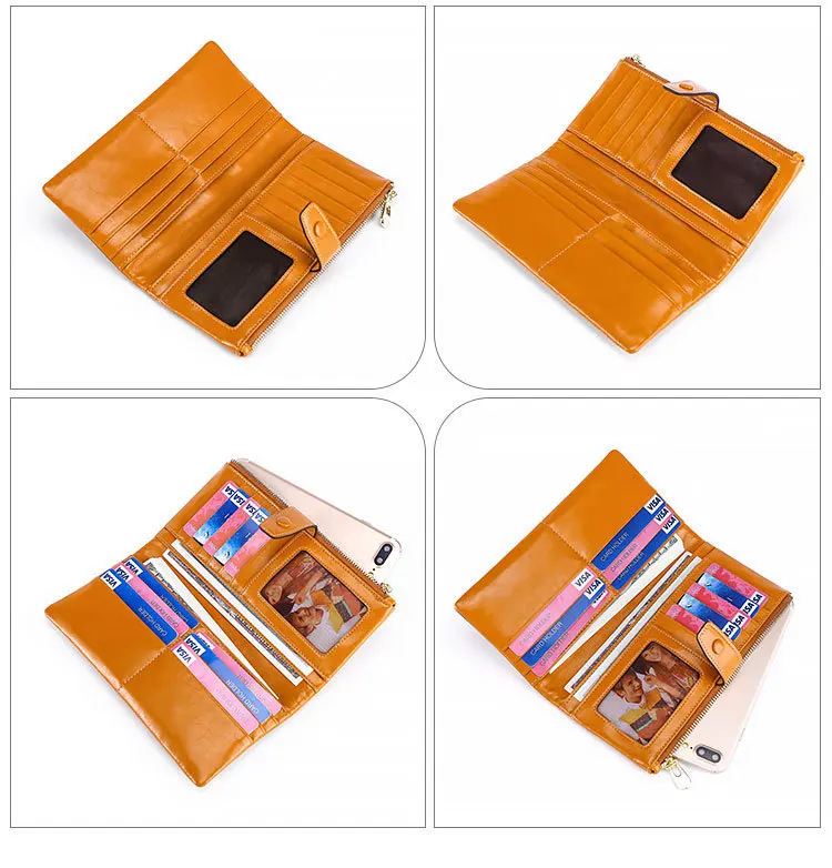Высокое качество, масло, воск, кожа, RFID кошелек для женщин, на застежке, молния, Walets, натуральная кожа, Женский кошелек, длинные женские кошельки, женский клатч