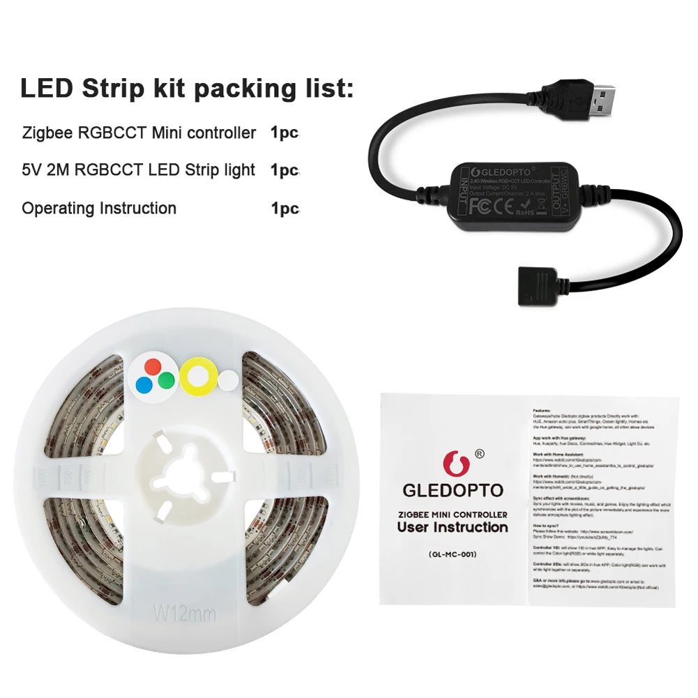 Светодиодная лента G OPTO 2 м RGBCCT Zigbee умный комплект для подсветки телевизора 5 В USB RGB