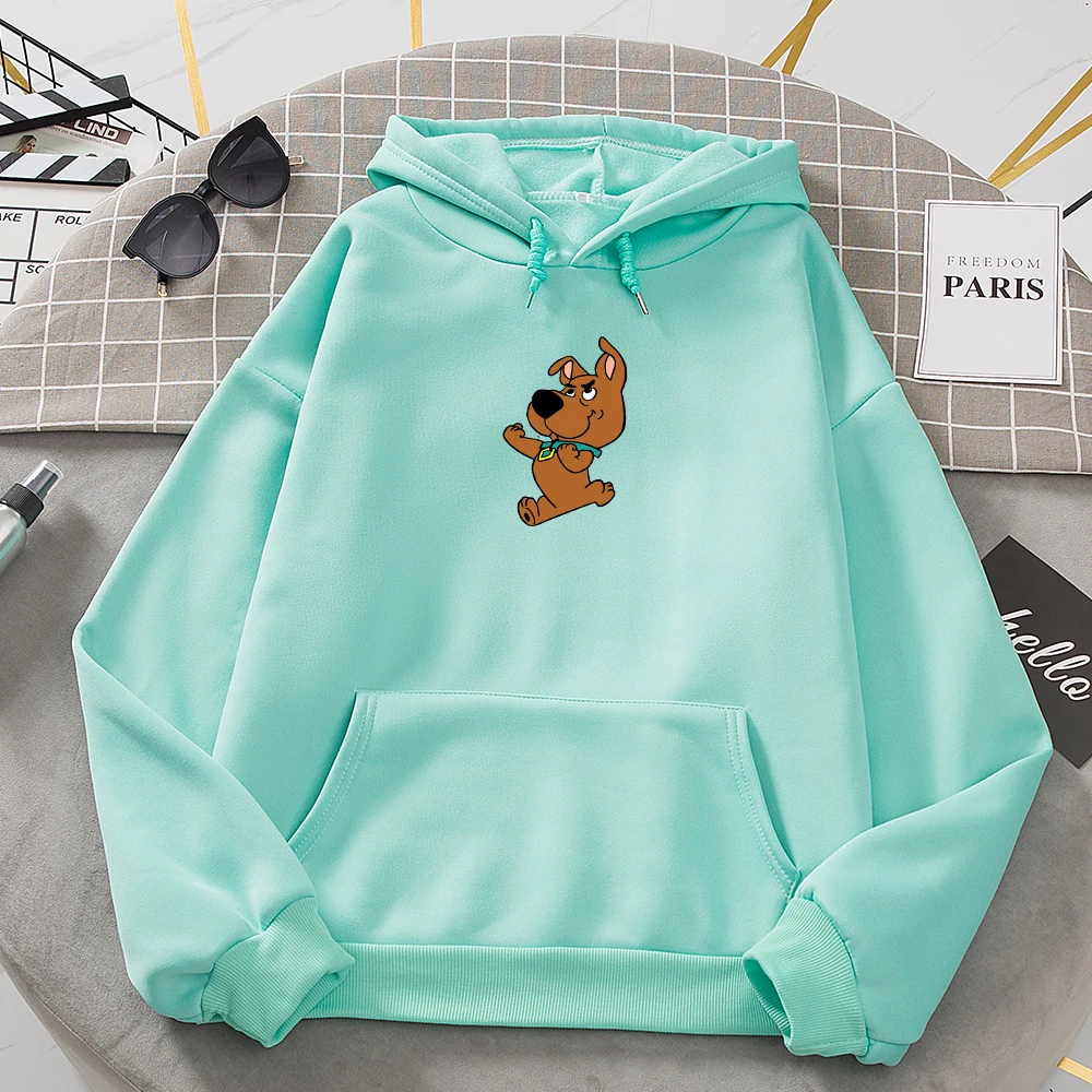 Свитшот женский с забавным мультяшным принтом и собакой теплая уличная одежда в