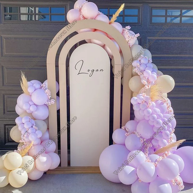 

142PCS Light Purple Maca Pink Ivory White Globos Wedding Party Supplies Winter Birthday Party Balloon Arch