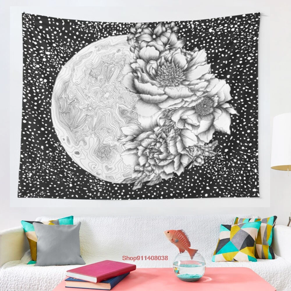 

Moon Abloom tapestry Wall Hanging Beach Towel Throw Blanket Picnic Yoga Mat Tapestries Home Decoration