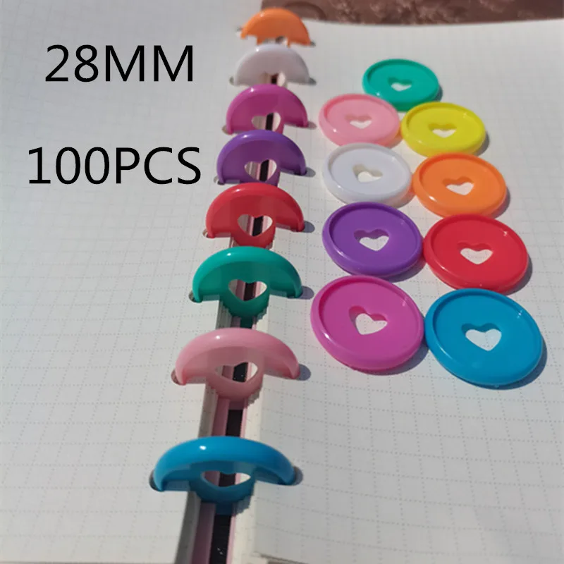 Suprimentos de Ligação Pces Plástico Binder Anel Fivela Cogumelo Buraco Notebook Encadernação Aprendizagem 100 28mm Cor