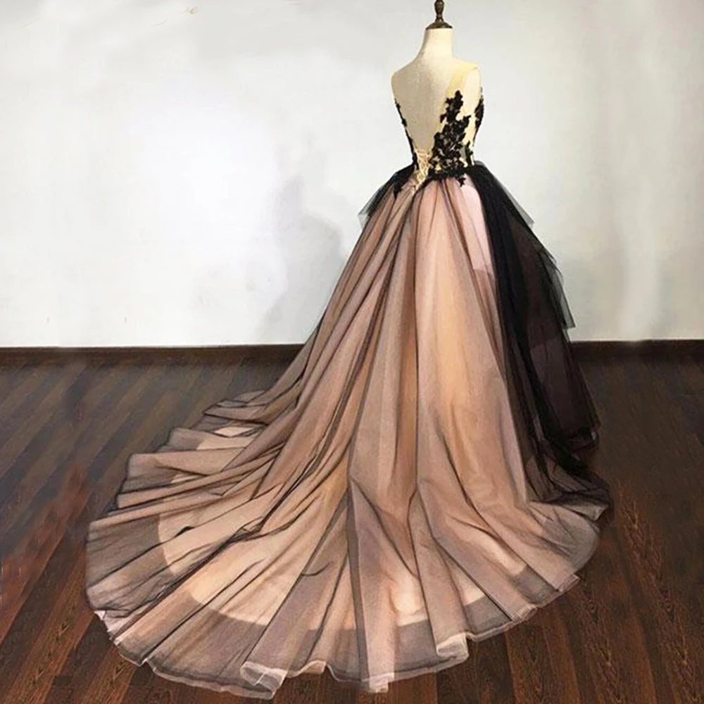 

New Arrival 2020 Sexy V Neck Lace Applique Evening Dress Custom made Tulle Ball Gown Court Train vestidos de fiesta