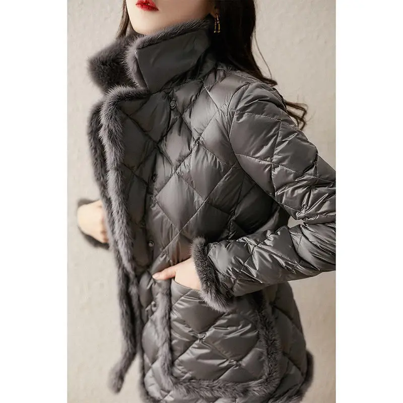 

Lucyever Waterproof Down Parka Jackets Women Winter 2020 Warm Cotton Padded Coats Woman Gray Faux Fur Slim Parkas Female Clothes