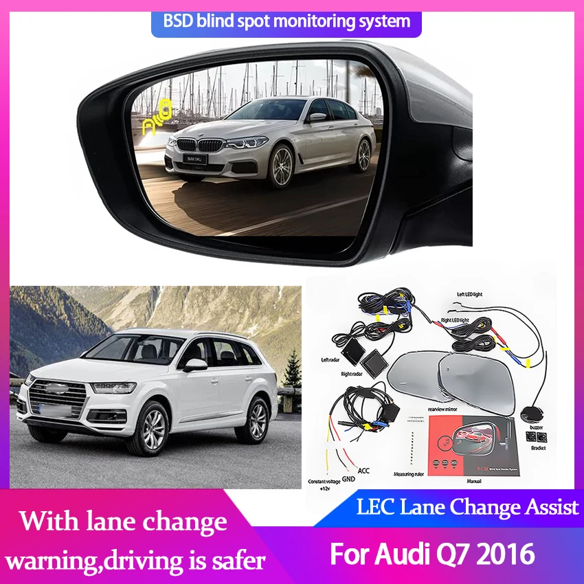 

Слепая зона обнаружения Системы для Audi Q7 2016 Зеркало заднего вида BSA BSM BSD монитор смены полосы движения парковочный радар Предупреждение