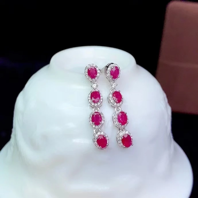Серьги-Подвески Ювелирные изделия CoLife 100% из настоящего рубина для свадьбы серьги