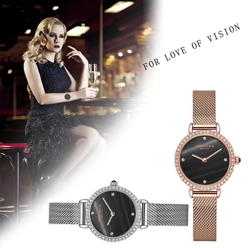 

JRANDE Brand New Female Watch Simple Fashion Elegant Waterproof Pointer Round Ladies Quartz Watch Luxury Women Communion gifts