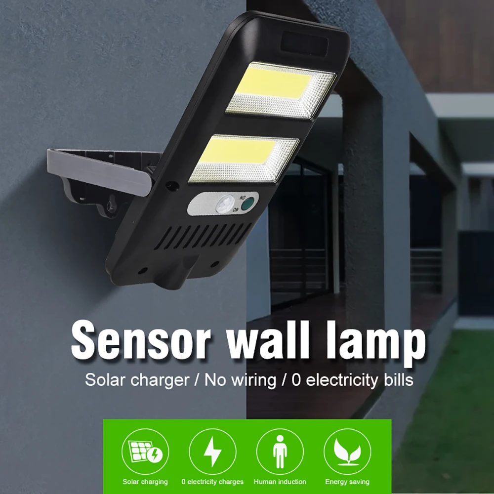 Светодиодный светильник с пассивным ИК датчиком движения COB лампа на солнечной