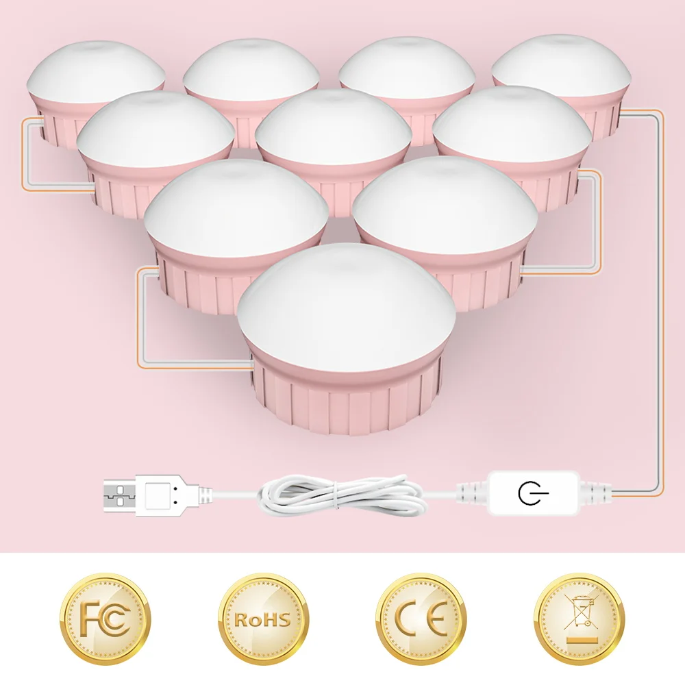 

LED Fill Light Dressing Table Dressing Room Mirror Lamp LED Vanity Lamp USB 3 Color Touch Dimming Cosmetic espejo Night Lighting