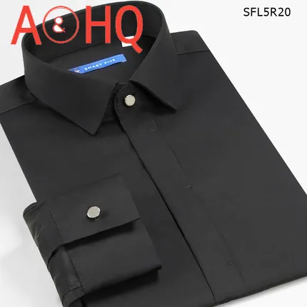 

Smart Five Men Dress Shirts Long Sleeve White Formal Business Solid Tuxedo Shirts Cotton Slim Fit Men Shirt High Quality