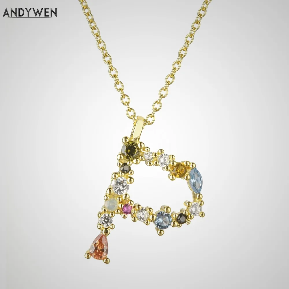 ANDYWEN серебро 925 пробы I Am Initial P G Подвеска мини тонкое Ожерелье Длинная цепочка