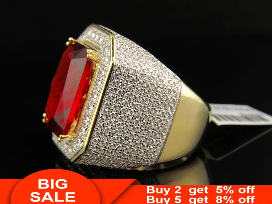 Винтаж мужской кольцо в стиле хип хоп 925 пробы серебро 8ct AAA CZ Роскошные ювелирные