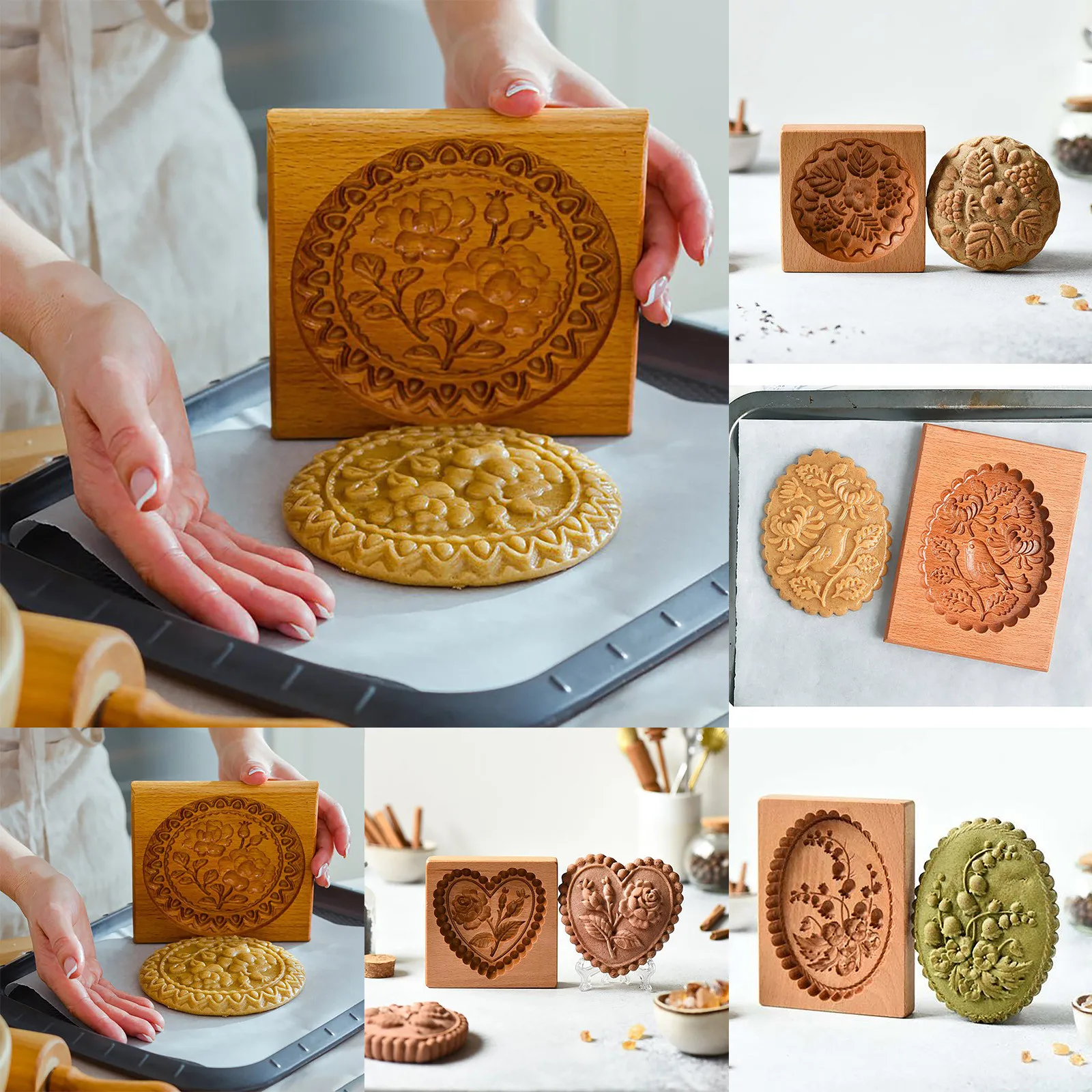 

Novel Carved Cake Wooden Mold Fondant Cake Decorating Chocolate Craft Decoration Mold Kitchen Baking Cake Tools FFT