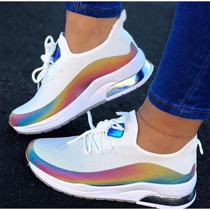 

Women Colorful Cool Sneaker Ladies Lace Up Vulcanized Shoes Casual Female Flat Comfort Walking Shoes Woman 2020 Fashion