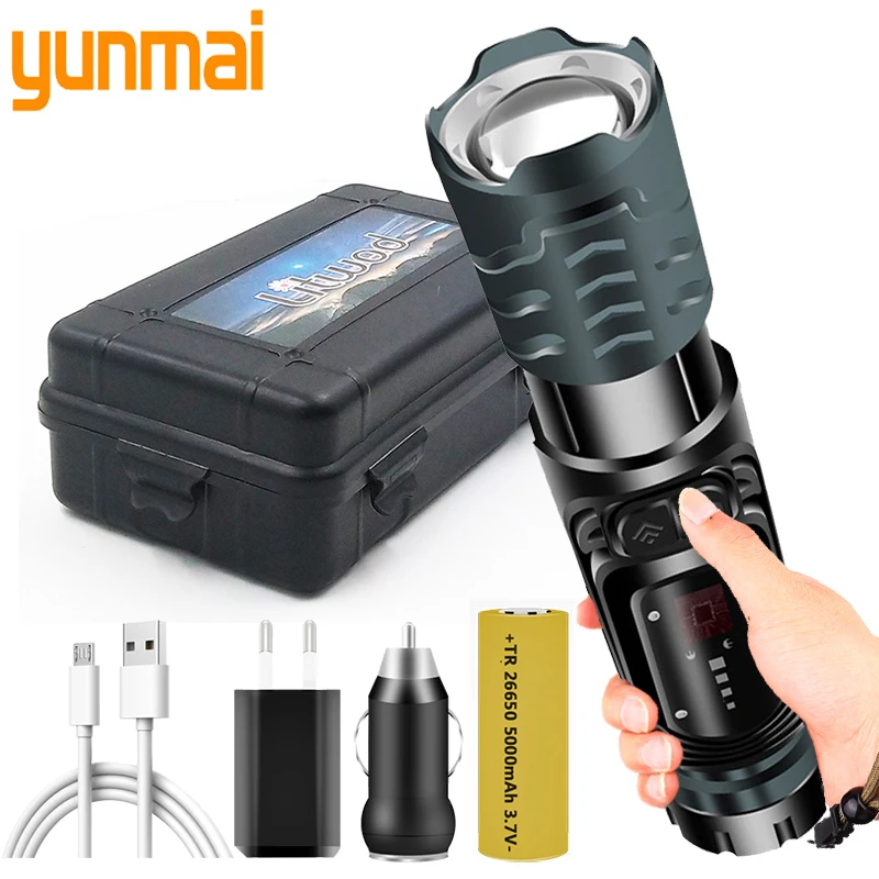 Satılık Torch Alüminyum Zumlanabilir Fener XHP90.2 COB Yüksek Kalite Led El Feneri USB şarj Edilebilir Powerbank 18650 26650 Pil