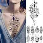 Водостойкая Временная тату-наклейка со змеиным цветком и розой, кружевные татуировки с лисой, львом, деревом, боди-арт, татуировка с фальшивым рукавом для женщин