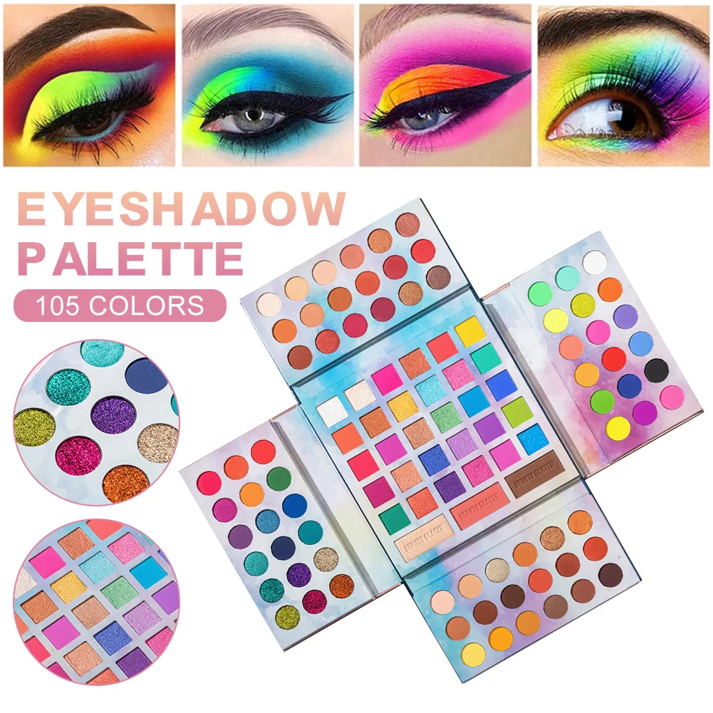 

BEAUTY GLAZED 105 Colors Eyeshadow Palette Highly Pigmented Smudge-proof All in One Eyeshadow Powder Makeup for Women New