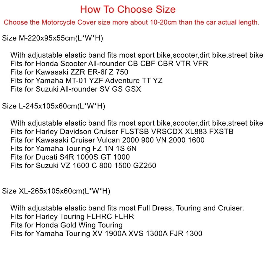 

X AUTOHAUX 210T Motorcycle Half Cover Outdoor Waterproof Dustproof Rain Dust Anti UV Protector M L XL