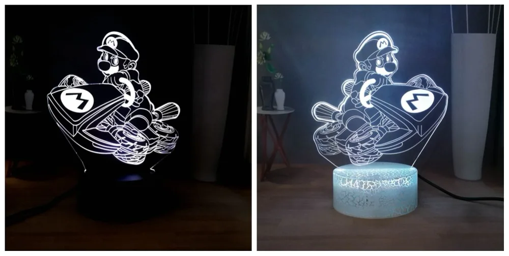 Новая иллюзия 3D милая лампа в виде Марио Новинка USB Touch 7 цветов Изменение светодиодный ночной Светильник для детей подарок