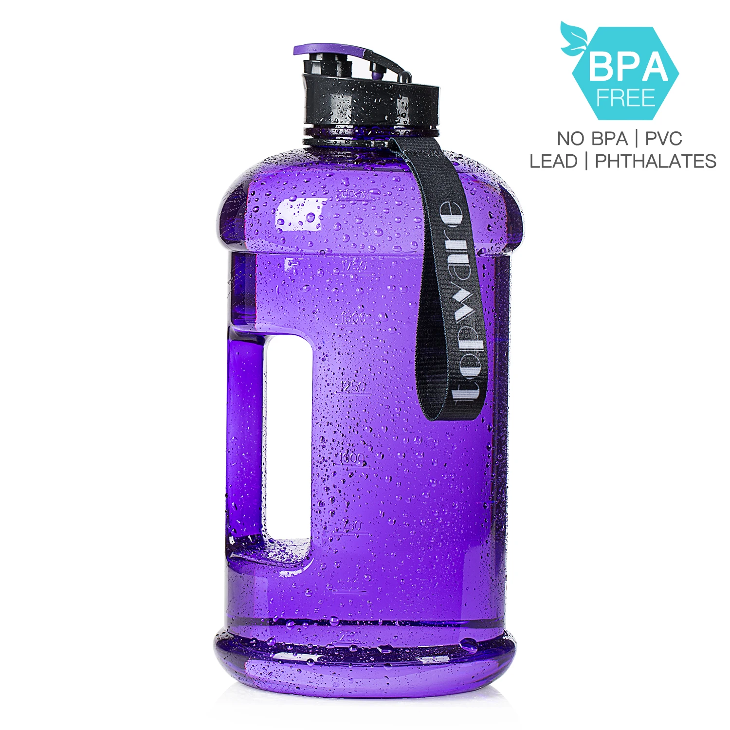 Мотивационные 2.2L 73oz галлон Спортивная бутылка для воды черный синий фиолетовый