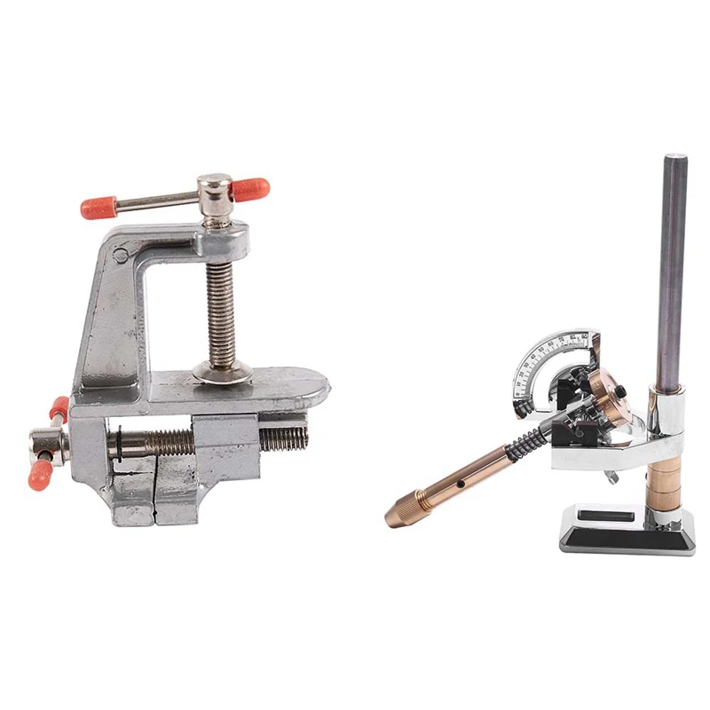 

Aluminum Miniature Small Jeweler Clamp on Table Bench Vise with Jade Grinding Faceted Manipulator Gem Faceting Machine