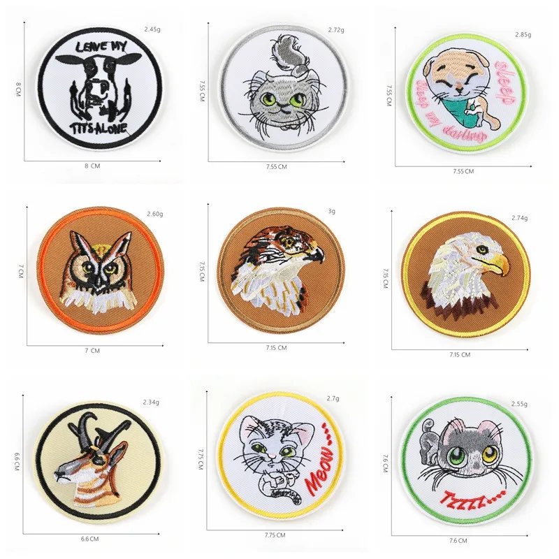 

Suit Round Cute Cat Patches Embroidery Stripe on Clothes Iron on Animals Milk Cow Sticker Diy Appliques Garment Accessories