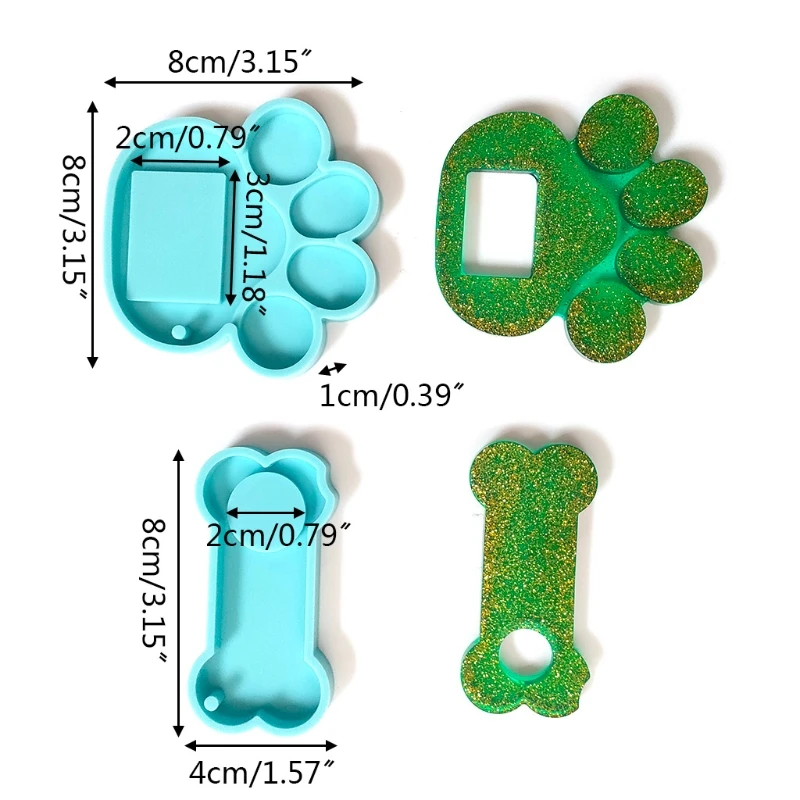 

Creative Dog Bone Paw Shaped Silicone Mold Pet Memorial Tombstone Key Chain Mould Non-stick DIY Resin Keyring Accessories