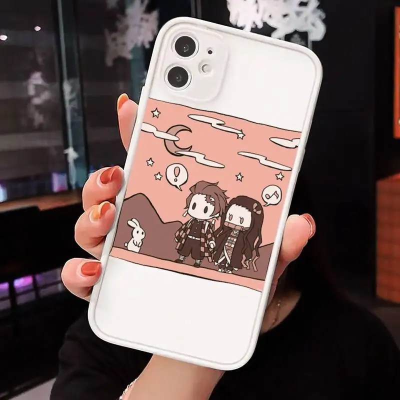 

Cute Japan Demon Slayer Phone Cases Matte For iPhone 12 Mini 11 Pro XR XS Max 7 8 Plus X Hard PC Back Cover