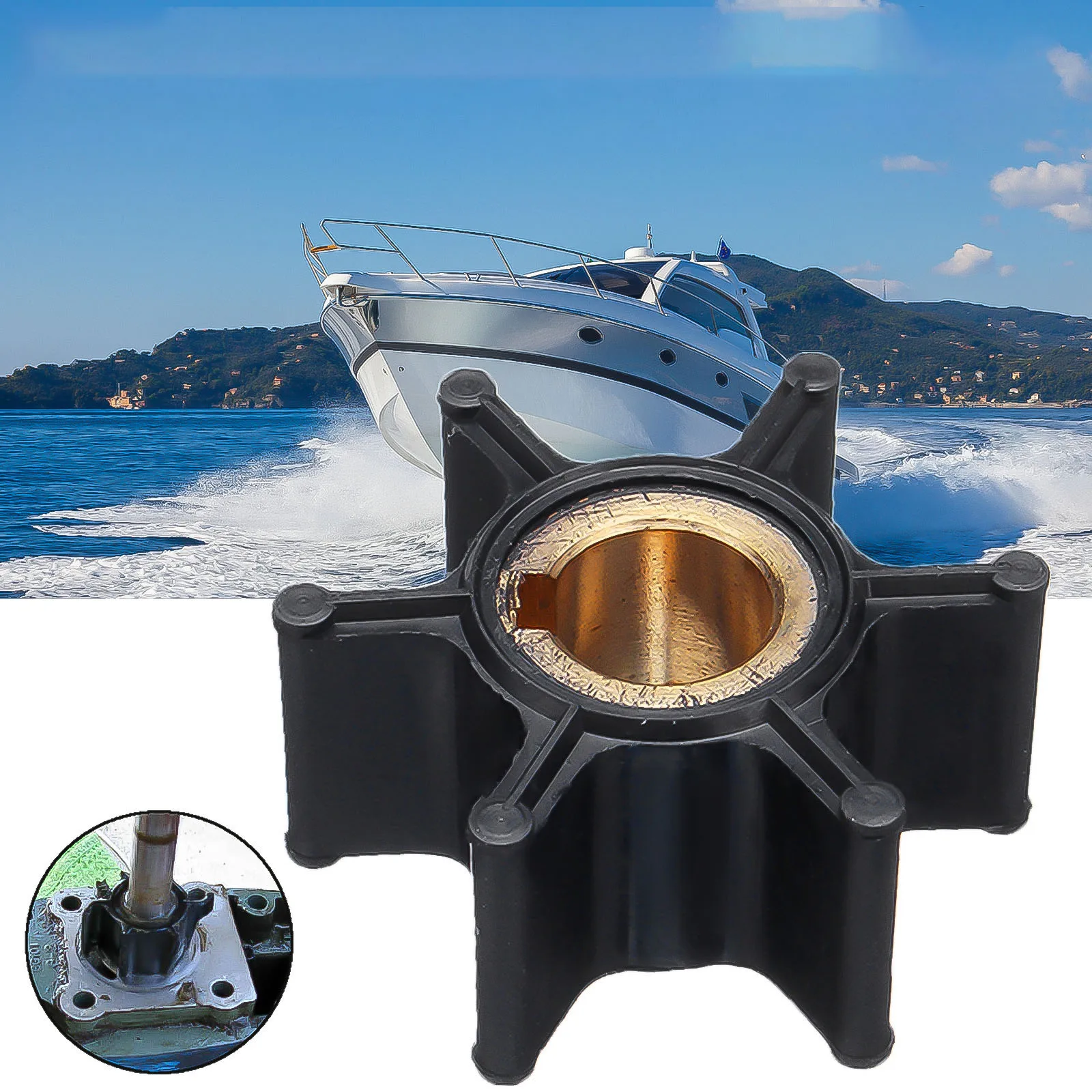 

Rubber Water Pump Impeller 6 Blades Engine Impeller For Johnson Evinrude 3/4/5/5.5/6/7.5HP Outboard Motor Boat Parts Accessories